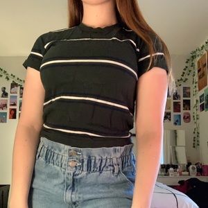 brandy melville green striped t shirt